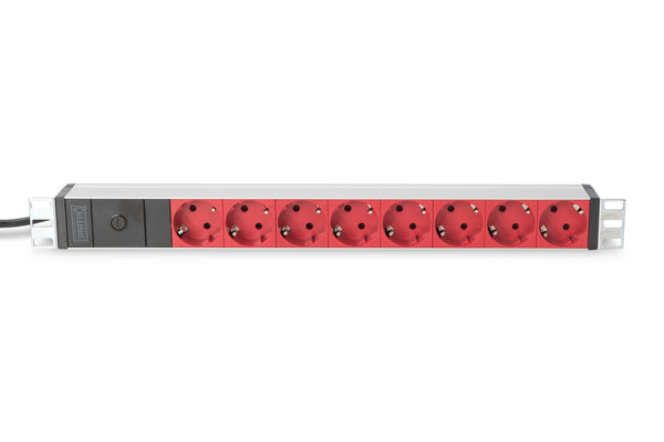 Digitus DN-95410-R strømforsyningsenhed (PDU) 8 AC stikkontakt(er) 0U/1U Sort