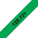 Brother TZE-721 etiketbånd Sort på grøn