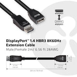 CLUB3D CAC-1022 videokabel adapter 2 m Displayport 1.4 Sort