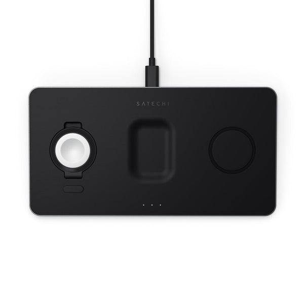 Satechi ST-X3TWCPM oplader til mobil enhed Hovedtelefoner, Smartphone, SmartWatch Sort Vekselstrøm Trådløs opladning Indendørs