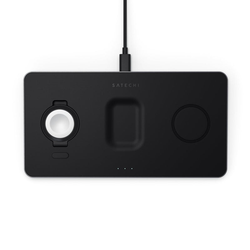 Satechi ST-X3TWCPM oplader til mobil enhed Hovedtelefoner, Smartphone, SmartWatch Sort Vekselstrøm Trådløs opladning Indendørs