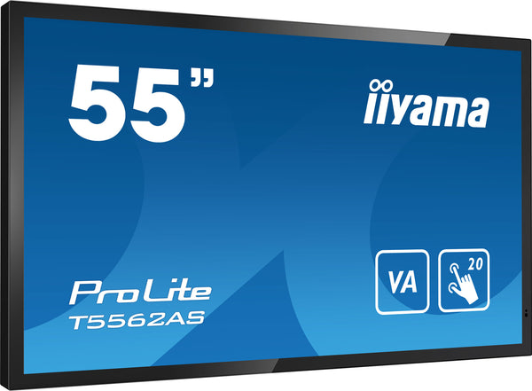 iiyama T5562AS-B1 skilte display Interaktivt fladpanel 138,7 cm (54.6") VA 500 cd/m² 4K Ultra HD Sort Berøringsskærm Indbygget processer Android 8.0 24/7