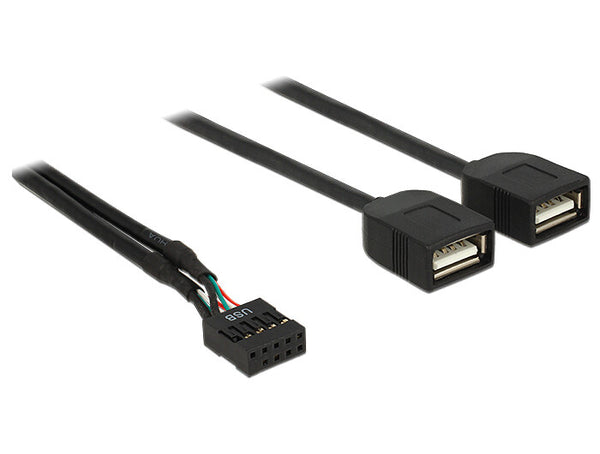 DeLOCK 83823 USB-kabel USB 2.0 0,4 m 2 x USB A 0,48 Gbit/sek. Sort