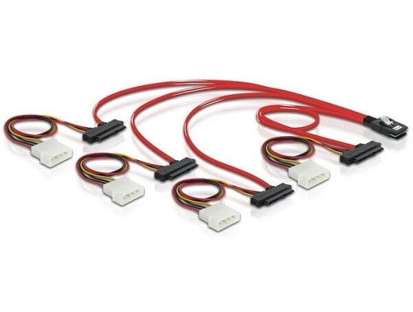 DeLOCK Cable mini SAS 36pin to 4x SAS 29pin SCSI-kabel Rød 0,5 m