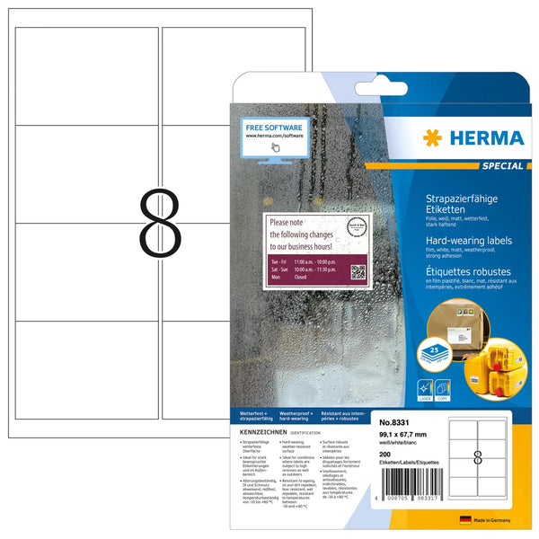 HERMA 8331 adresse- og postetiket Hvid