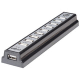 Manhattan 161572 interface hub USB 2.0 480 Mbit/s Sort, Sølv