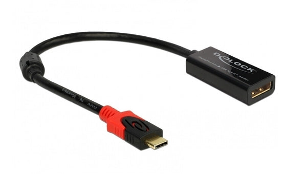 DeLOCK 63928 videokabel adapter 0,2 m USB Type-C DisplayPort 20 pin Sort, Rød