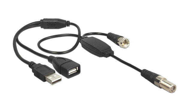 DeLOCK 13006 koaxial kabel RG-174 0,22 m 1 x IEC female 1 x IEC plug, 1 x USB 2.0 Type-A female, 1 x USB 2.0 Type-A male Sort