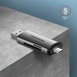Axagon CRE-SAC kortlæser USB 3.0 Type-A/Type-C Grå