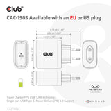 CLUB3D CAC-1905EU oplader til mobil enhed Universel Sort Vekselstrøm Hurtig opladning Indendørs