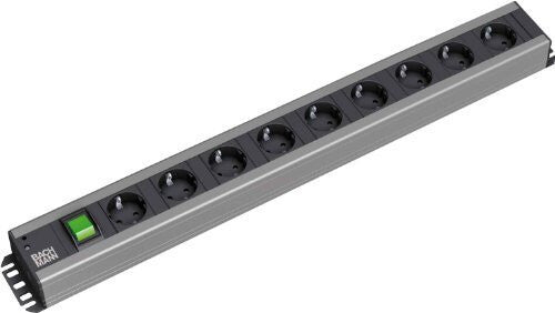 Bachmann 300.004 stikdåse 2 m 9 AC stikkontakt(er) Sort, Grå