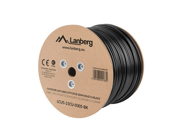 Lanberg LCU5-21CU-0305-BK netværkskabel Sort 305 m Cat5e U/UTP (UTP)