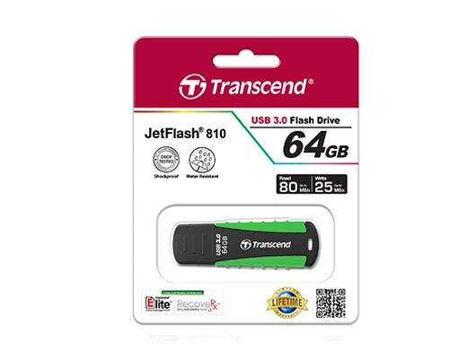 Transcend JetFlash 810 64GB USB 3.0 USB-nøgle USB Type-A 3.2 Gen 1 (3.1 Gen 1) Sort, Grøn