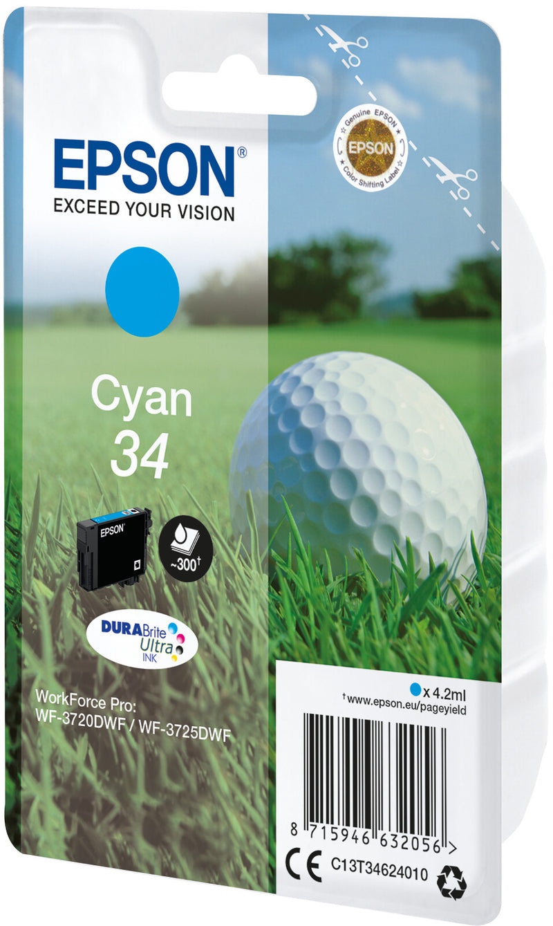 Epson Golf ball 34 golfbold DURABrite Ultra enkeltpakke cyan blæk