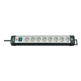 Brennenstuhl 1951580101 Regleta, 230 V, Negro y Gris Claro, 49 cm stikdåse 5 m 8 AC stikkontakt(er) Indendørs Sort, Lysegrøn