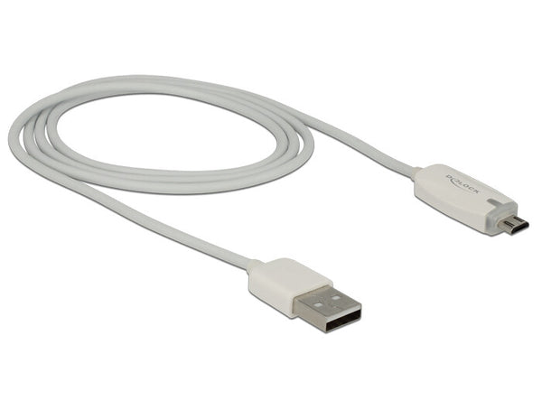 DeLOCK 1m USB 2.0 USB-kabel USB A Micro-USB B 0,48 Gbit/sek. Hvid