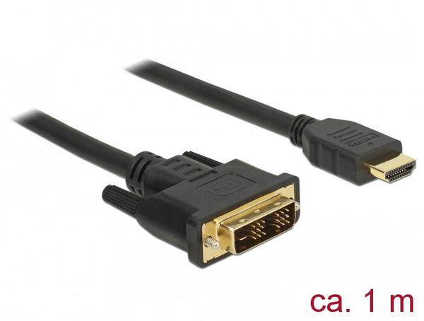 DeLOCK 85582 videokabel adapter 1 m HDMI Type A (Standard) DVI-D Sort