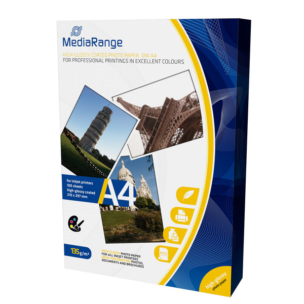 MediaRange MRINK107 fotopapir A4 Hvid Glans