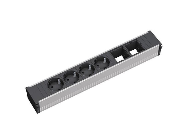 Bachmann 912.007 stikdåse 4 AC stikkontakt(er) Sort, Sølv