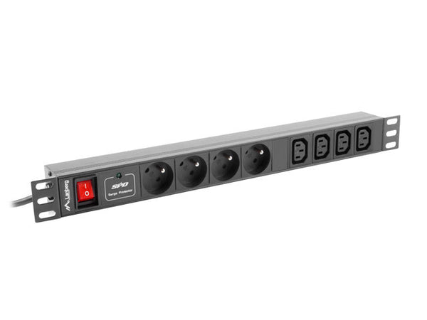 Lanberg PDU-04E04I-0200-IEC-BK strømforsyningsenhed (PDU) 4 AC stikkontakt(er) 1U Sort