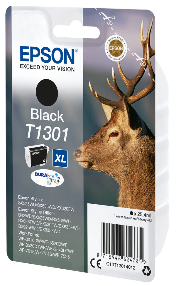 Epson Stag T1301 kronhjort DURABrite Ultra enkeltpakke sort blæk