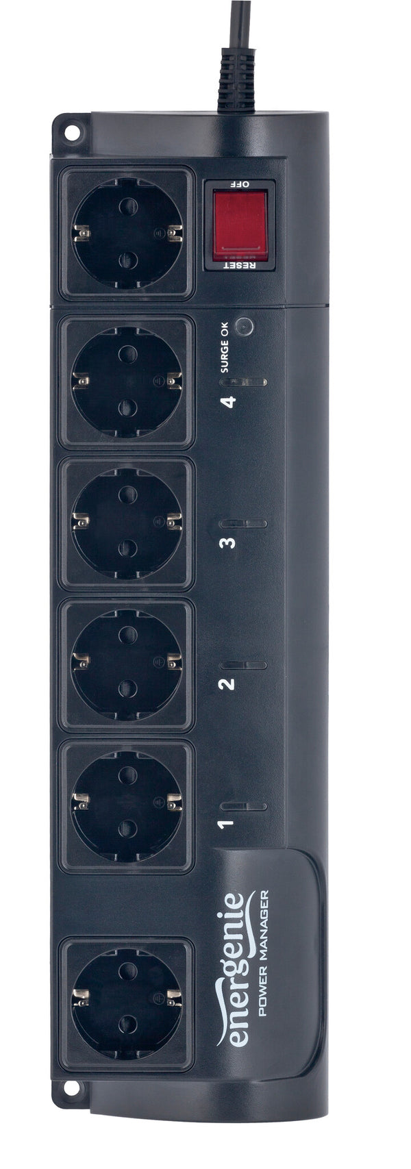 Gembird EG-PMS2 overspændingsbeskytter Sort 6 AC stikkontakt(er) 250 V 1,8 m