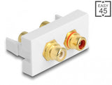 DeLOCK Easy 45 stikkontakt 2 x RCA Hvid