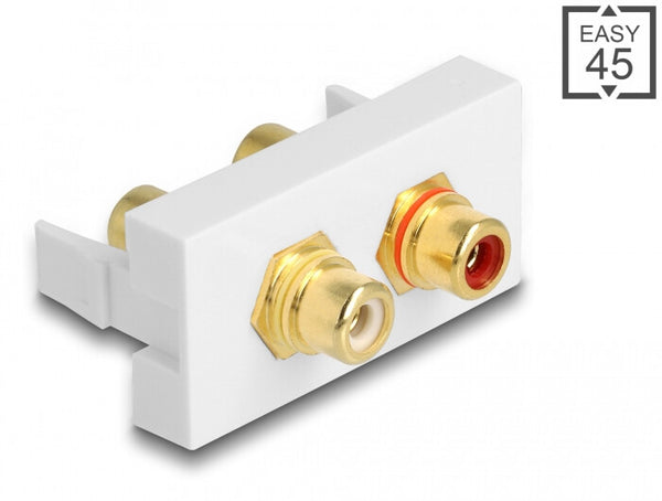 DeLOCK Easy 45 stikkontakt 2 x RCA Hvid