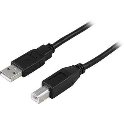 Deltaco USB 2.0 kabel Type A han - Type B han 5m, sort