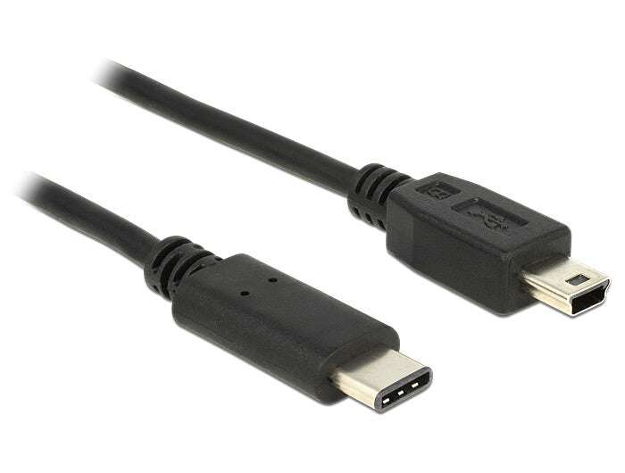 DeLOCK 0.5m, USB2.0-C/USB2.0 Mini-B USB-kabel 0,5 m Mini-USB B USB C 0,48 Gbit/sek. Sort