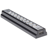 Manhattan 161572 interface hub USB 2.0 480 Mbit/s Sort, Sølv
