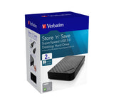 Verbatim Store 'n' Save ekstern harddisk 2 TB USB 3.2 Gen 1 (3.1 Gen 1) Sort