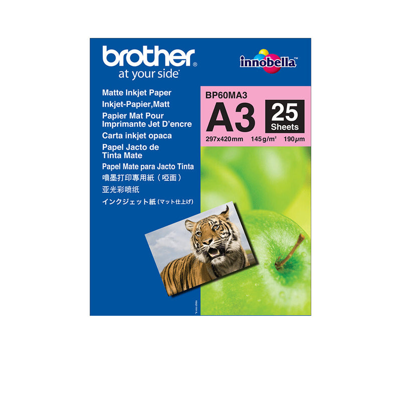 Brother BP60MA3 printpapir A3 (297x420 mm) Mat 25 ark Hvid