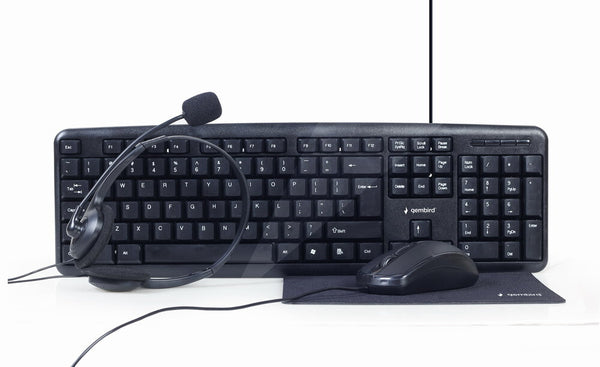 Gembird KBS-UO4-01 tastatur Mus inkluderet Kontor USB QWERTY US engelsk Sort