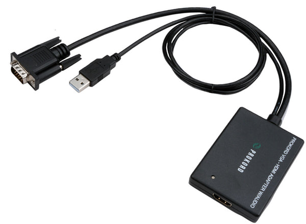 Prokord CEVCHP102 videokabel adapter USB Type-A + VGA (D-Sub) HDMI Sort