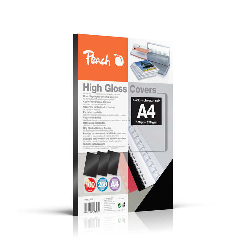 Peach PB100-02 omslag til papirindbinding A4 Sort 100 stk