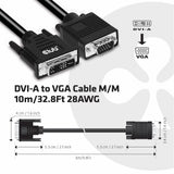 CLUB3D DVI-A TO VGA CABLE M/M 3m/ 9.8ft 28 AWG Sort
