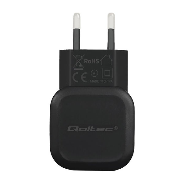 Qoltec 50180 oplader til mobil enhed Spillekontroller, Hovedtelefoner, Mobiltelefon, Bærbar højttaler, Strømbank, Smartphone, SmartWatch, Tablet Sort Vekselstrøm Indendørs