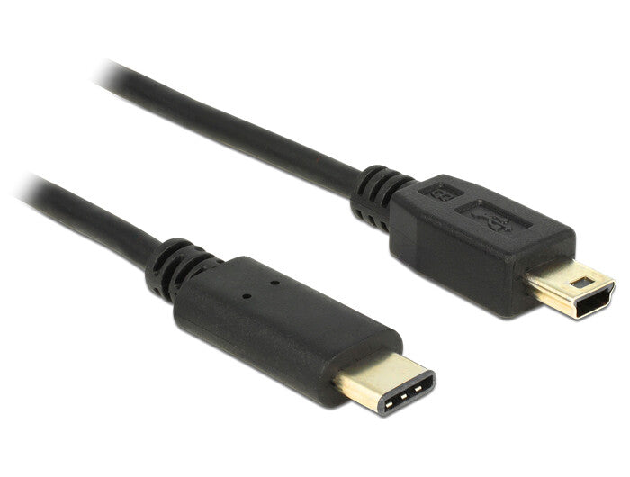 DeLOCK 2m, USB2.0-C/USB2.0 Mini-B USB-kabel Mini-USB B USB C 0,48 Gbit/sek. Sort