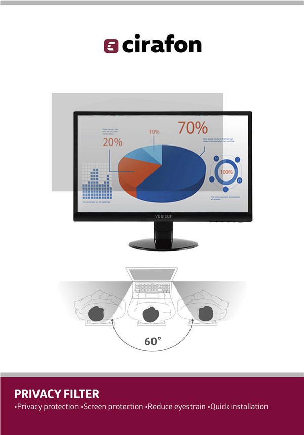 Cirafon DPF21.5-9 antirefleks skærm 54,6 cm (21.5") Monitor Rammeløst display privatlivsfilter