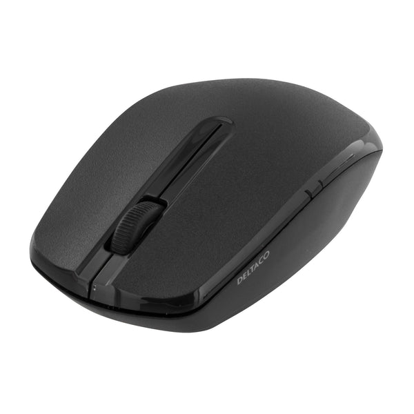 Deltaco Trådløs optisk mus, 2 knapper og scrol, 1000 DPI, USB nano-modtager, 10m, sort