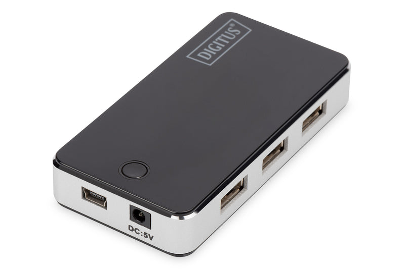 Digitus DA-70222 interface hub 480 Mbit/s Sort, Sølv