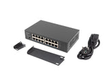 Lanberg RSGE-16 netværksswitch Ikke administreret Gigabit Ethernet (10/100/1000) 1U Sort