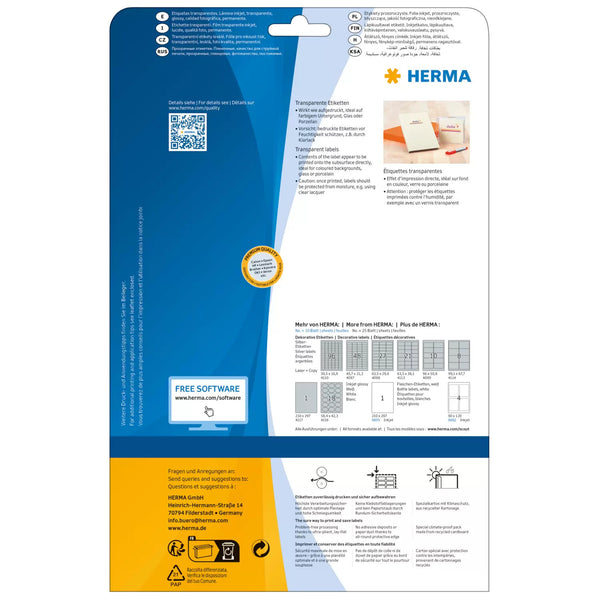 HERMA 8964 print etiket Transparent Selvklæbende printeretiket