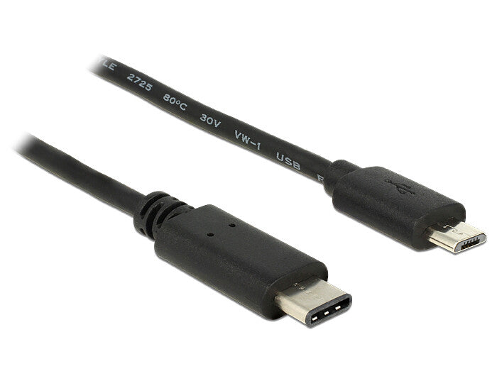 DeLOCK 83602 USB-kabel USB 2.0 1 m USB C Micro-USB B 0,48 Gbit/sek. Sort