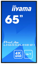 iiyama LH6552UHS-B1 skilte display Digital fladpaneldisplay 163,8 cm (64.5") IPS 500 cd/m² 4K Ultra HD Sort Indbygget processer Android 8.0 24/7