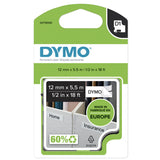 DYMO D1 højtydende permanente polyesteretiketter | 12 mm x 5,5 m rulle | Sort print på hvid | Selvklæbende etiketter til LabelManager-etiketprintere | Ægte