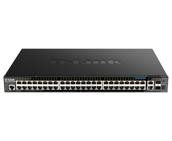 D-Link DGS-1520-52MP netværksswitch Administreret L3 Gigabit Ethernet (10/100/1000) Strøm over Ethernet (PoE) 1U Sort