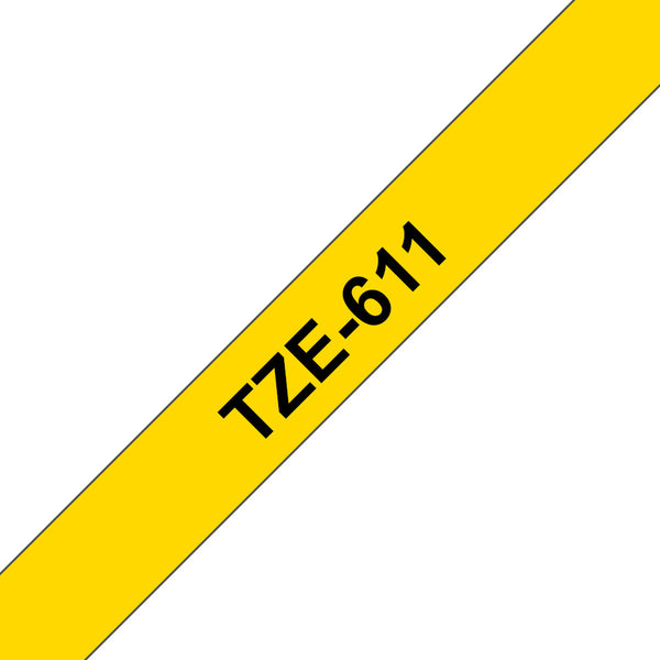 Brother TZE-611 etiketbånd Sort på gul