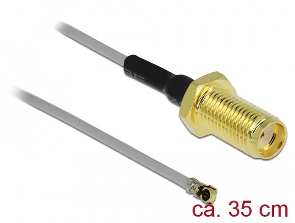 DeLOCK 90403 koaxial kabel 0,35 m SMA MHF Sort, Guld, Grå
